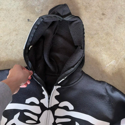 2000s crânio padrão gótico hoodie y2k zíper rosto coberto crânio padrão impresso hoodie casual punk hip hop rua retro engraçado