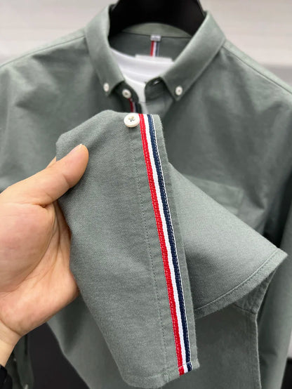 Novo 100% algodão camisa de manga comprida masculina designer marca primavera outono moda negócios confortável respirável topo roupas masculinas