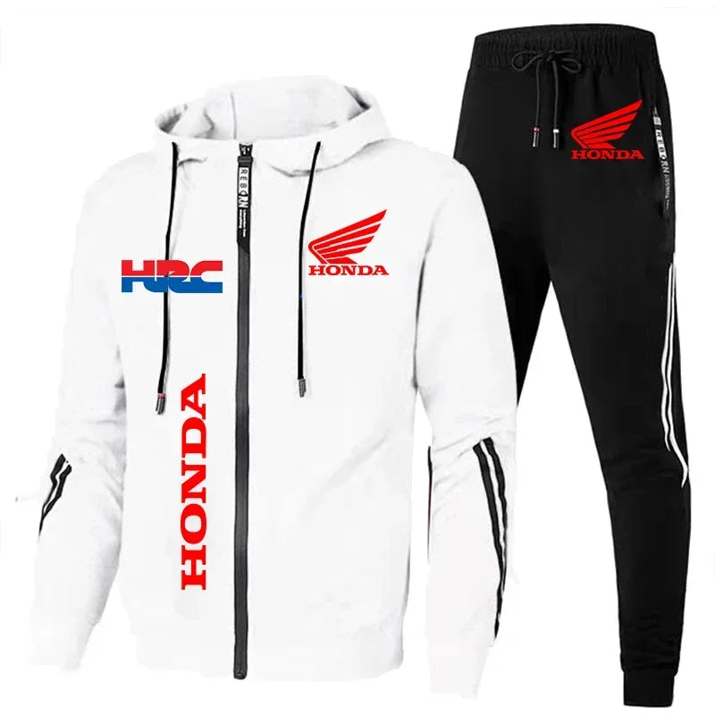 H novo agasalho honda roupas masculinas honda hrc logotipo impressão ternos de suor zip hoodies + calças 2 peça define masculino honda hrc roupas esportivas