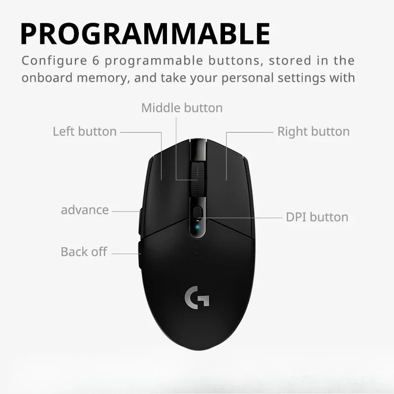 Logitech G304 Mouse sem fio para jogos e notebook de mesa para escritório