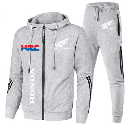 H novo agasalho honda roupas masculinas honda hrc logotipo impressão ternos de suor zip hoodies + calças 2 peça define masculino honda hrc roupas esportivas