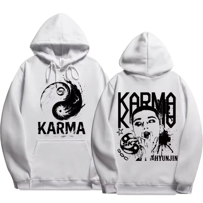 Quarto álbum de KPOP KARMA moletom com capuz masculino estampado FELIX HAN BANGCHAN CHANGBIN HYUNJIN LEE moda esportiva