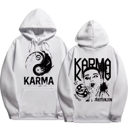 Quarto álbum de KPOP KARMA moletom com capuz masculino estampado FELIX HAN BANGCHAN CHANGBIN HYUNJIN LEE moda esportiva