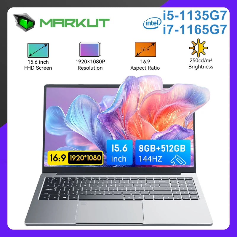 Markut portátil 15.6 Polegada notebook portátil com cpu intel I7-1165G7 ips 32gb 2t ssd 1920*1080 fhd display portátil-teclado alemão