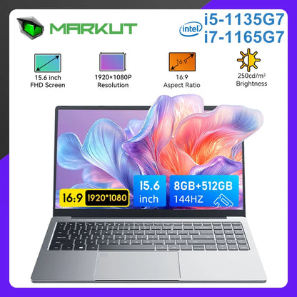 Markut portátil 15.6 Polegada notebook portátil com cpu intel I7-1165G7 ips 32gb 2t ssd 1920*1080 fhd display portátil-teclado alemão