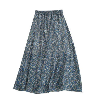 Moda feminina e all-match primavera e verão casual retro temperamento floral impresso saia falda larga elegante para mujer