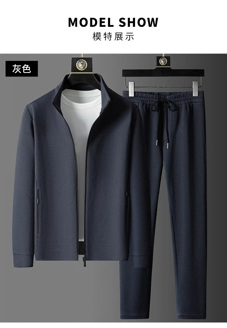 (Jaquetas + calças) 2025 primavera moda masculina jaquetas homem casacos de manga longa jaquetas casuais masculinas um conjunto de roupas tamanho M-5XL