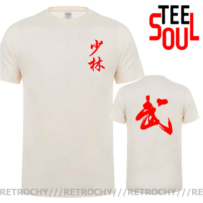 Nova caligrafia chinesa artes marciais palavra camiseta masculina china shaolin kung fu cultura impressão tshirt moda rua wushu t camisa