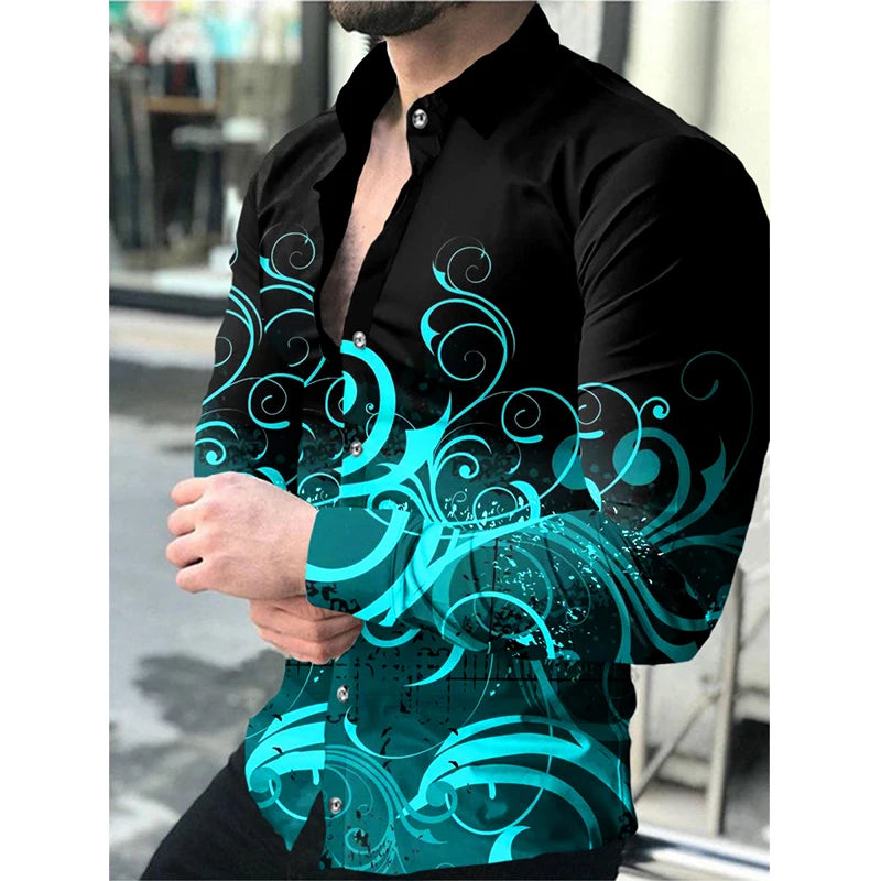 2024 camisa de manga longa masculina casual all-match moda rua camisa masculina lapela único breasted manga longa topo roupas masculinas