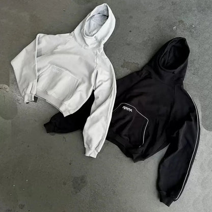 Europeu gótico moda rua terno masculino casual rua esportes camisola e calças casuais terno hip-hop tendência bordado moletom