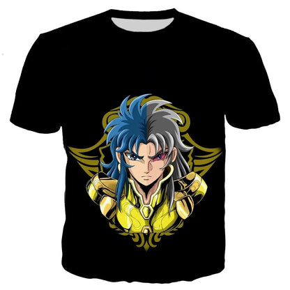 Saint seiya t camisa masculina moda camisetas crianças hip hop topos t anime impressão 3d camiseta verão masculino gráfico topos meninos t