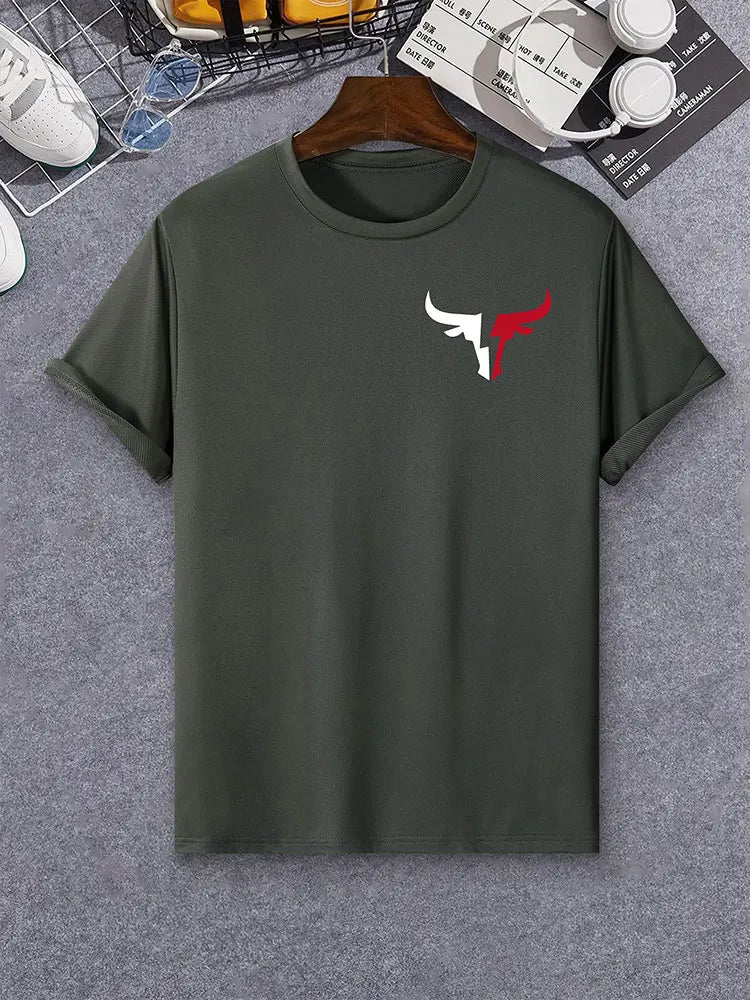 Camiseta masculina com estampa de caveira 3d, camiseta casual diária de verão para esportes fitness, camiseta de manga curta masculina da moda de rua