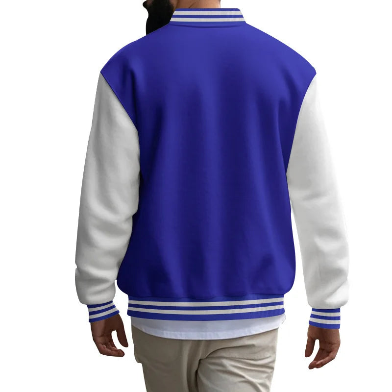 Cross-border men's autumn and winter flight jacket baseball jersey velvet loose casual stand-up jacket men