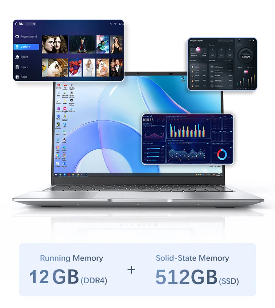 14.1 "ultra fino windows 11 pro computador portátil intel atom a3950 12gb ram 1tb 2tb ssd notebook pc 1080p hd escritório estudo laptops