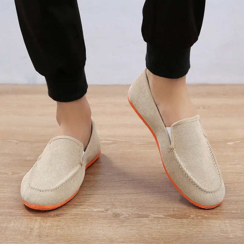 Mocassins de lona tamanho grande masculino, tênis planos simples, sapatos casuais masculinos, sapatos de caminhada, vintage, baratos