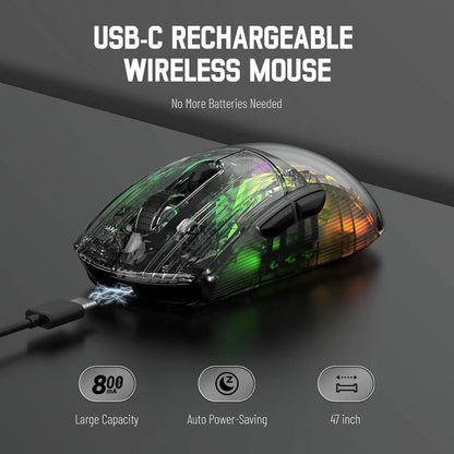 ATTACK SHARK X2 Pro Modo Triplo Sem Fio Transparente Shell Gaming Mouse RGB Recarregável 4000 DPI Mouse Dock Recarregável