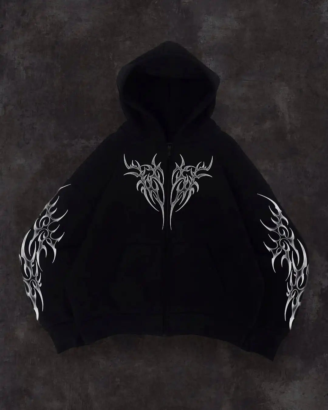 Masculino preto com capuz solto ajuste estilo rua gótico hoodie com punho impressão elegante casual urbano manga longa pulôver design na moda