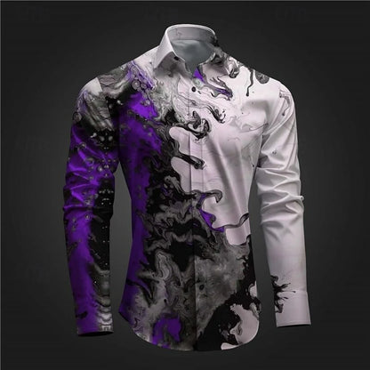 Nova camisa masculina de manga comprida com estampa de caveira para Halloween, camisa com gola 3D adequada para primavera, outono e inverno