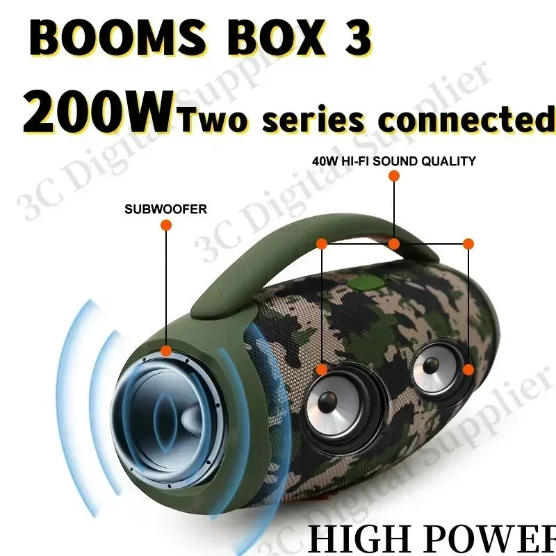 BOOMBOX 3 Alto-falante Bluetooth Sem Fio de Alta Potência, 100W, Luz RGB, Festa Music Center, Home Theater Portátil, Baixo Pesado, TWS