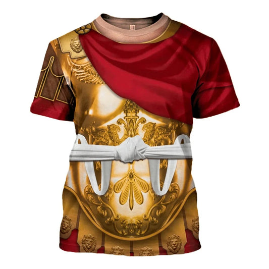 Medieval santo império romano cavaleiro cosplay 3d gráfico t camisas para roupas masculinas casual manga curta topos vintage streetwear t