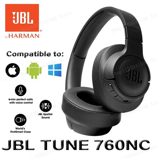 Original jbl tune 760nc dobrável over-ear fones de ouvido sem fio com cancelamento de ruído ativo jbl t760nc fone de ouvido esportivo