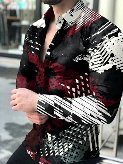 2024 camisa de manga longa masculina casual all-match moda rua camisa masculina lapela único breasted manga longa topo roupas masculinas