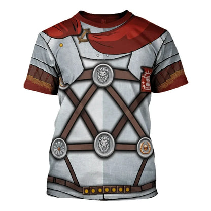 Medieval santo império romano cavaleiro cosplay 3d gráfico t camisas para roupas masculinas casual manga curta topos vintage streetwear t