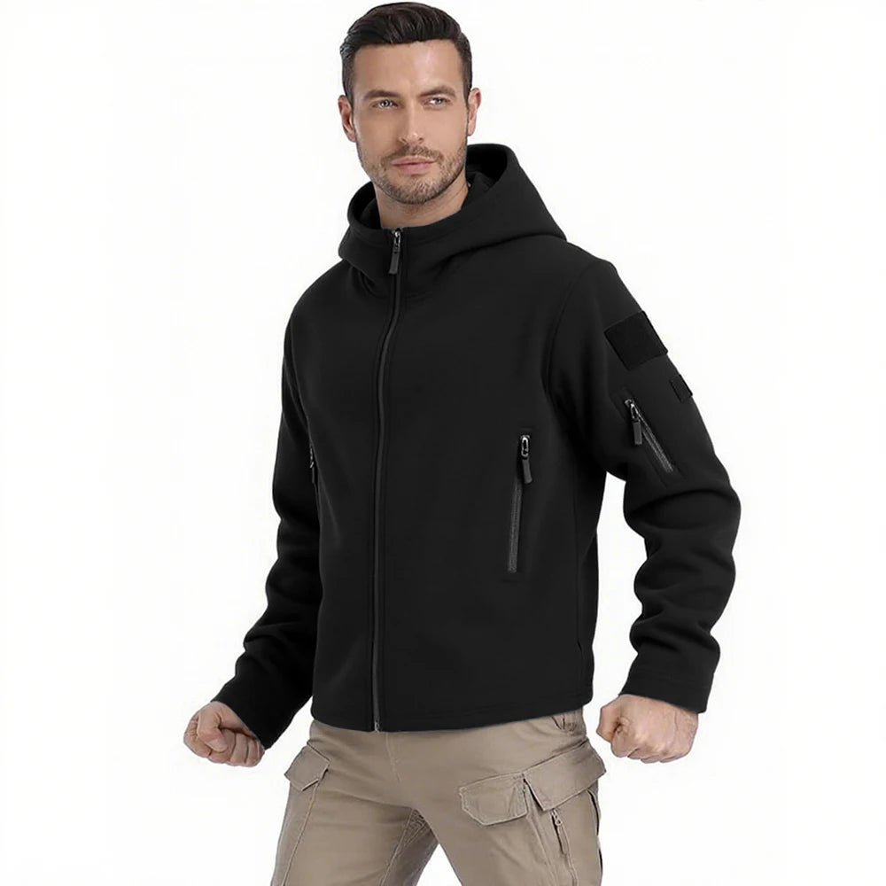 Jaqueta de lã masculina de caça de inverno casacos quentes polar ao ar livre jaqueta com capuz multi-bolso casual completo zip esporte caminhadas casaco S-XXXL