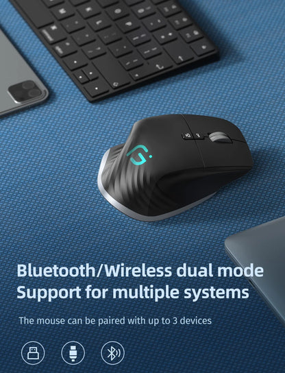 Ergonômico bluetooth 2.4g mouse tri-mode sem fio mouse para jogos USB-C rgb recarregável mause 5 dpi 9 botões para computador pc tablet