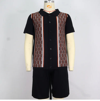 Conjunto de duas peças de seda gelo masculino manga curta, terno casual de negócios, roupa masculina, ginástica, alta qualidade, verão