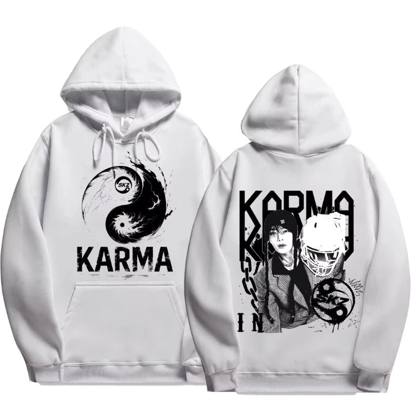 Quarto álbum de KPOP KARMA moletom com capuz masculino estampado FELIX HAN BANGCHAN CHANGBIN HYUNJIN LEE moda esportiva