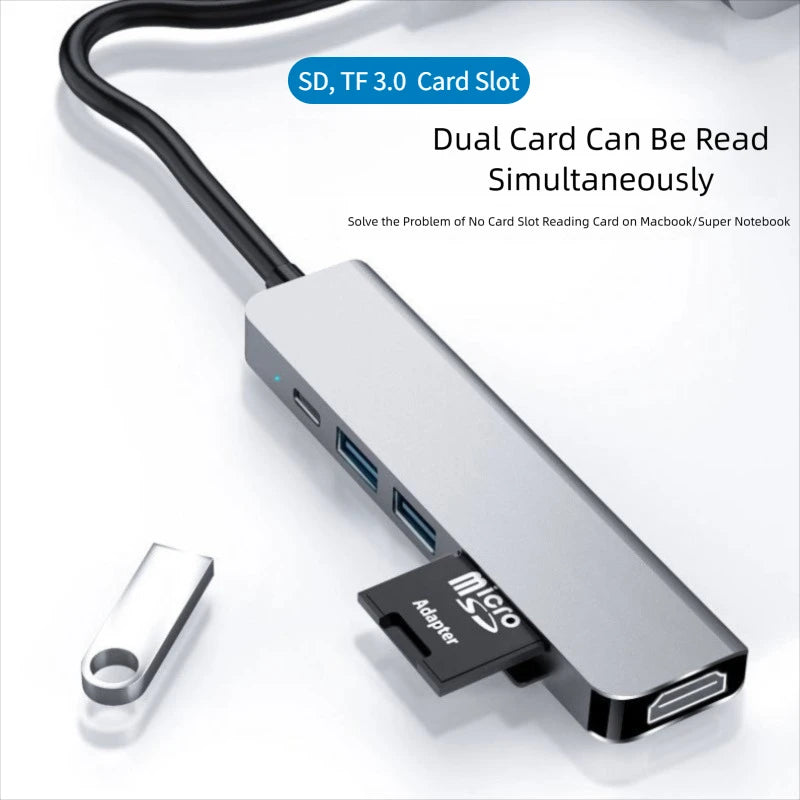 Usb 3.0 tipo-c hub para adaptador hdmi 4k 30hz sd tf cartão pd 87w divisor de carga rápida usb docking stations hub para macbook computar