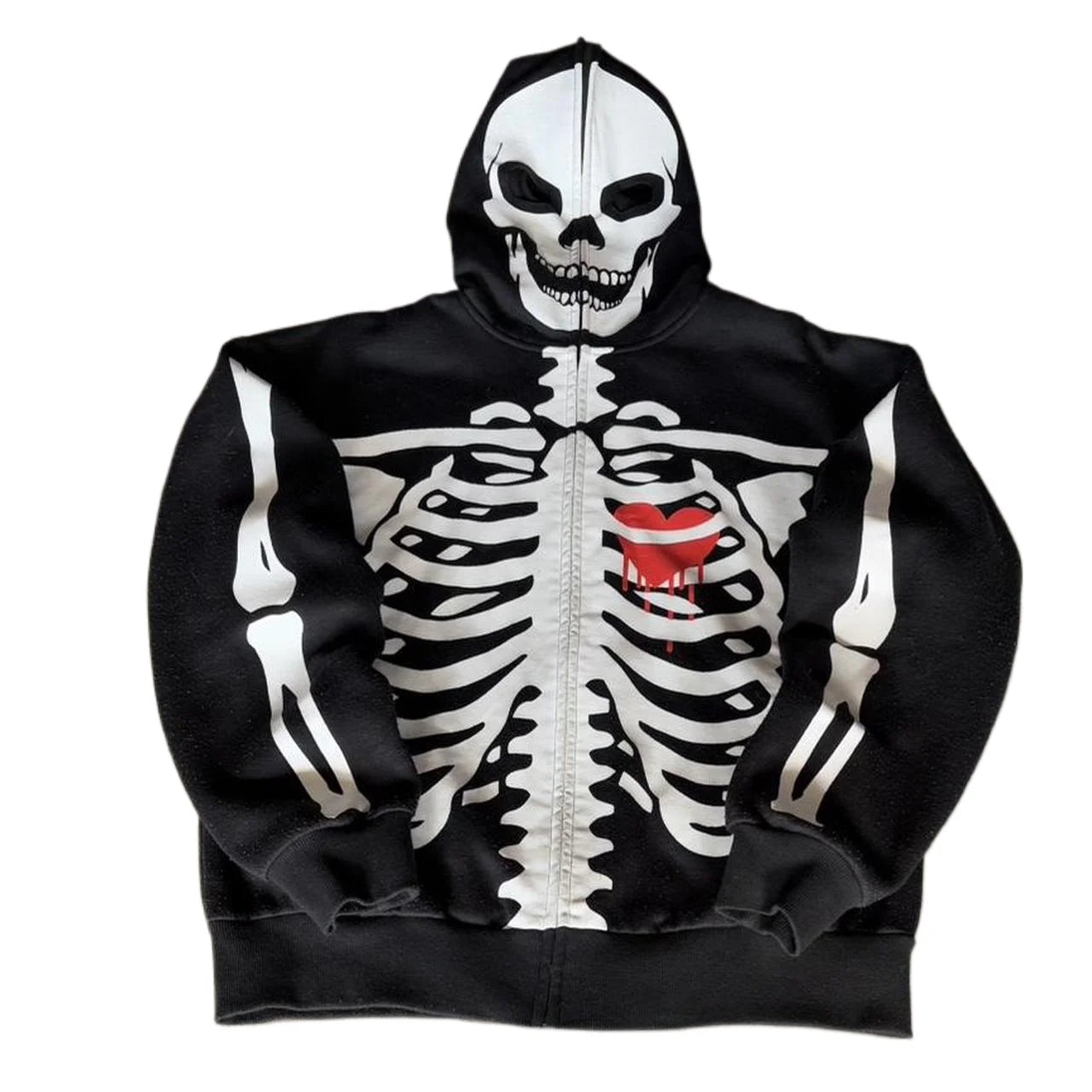 2000s crânio padrão gótico hoodie y2k zíper rosto coberto crânio padrão impresso hoodie casual punk hip hop rua retro engraçado