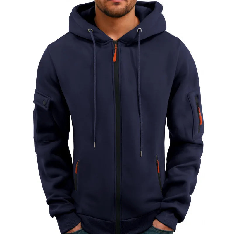 2024 novos homens zip up hoodies casual velo moletom meia cúpula completa zip moletom com capuz outono inverno hoodies roupas dos homens