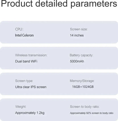 Ultra fino portátil 14.1 "16gb ram 2tb ssd intel n3700 notebook windows 11 pro 1920*1080 display escritório estudo computador pc