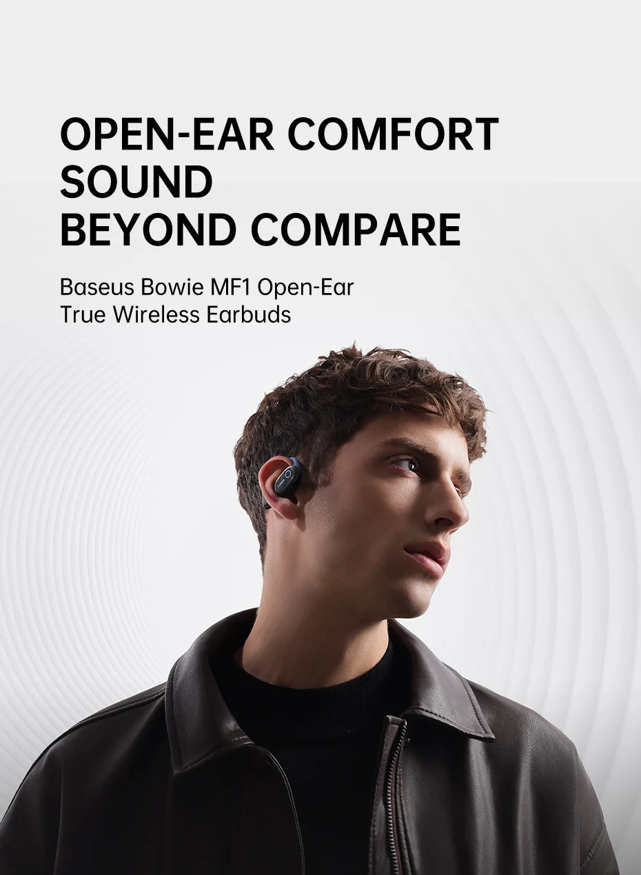 Baseus Bowie MF1/Eli 15i Fit Open-Ear Sport Fones de ouvido sem fio Bluetooth 5.4 Ganchos para os ouvidos Big Bass Sport Fones de ouvido 60 horas de reprodução