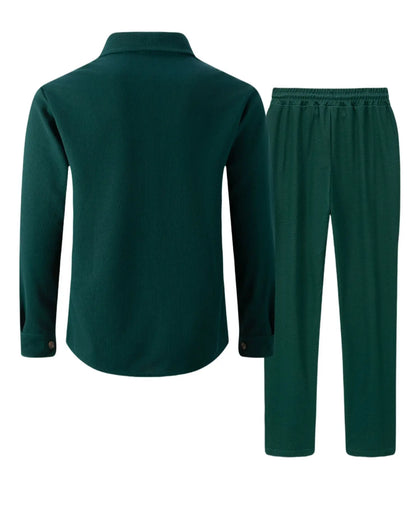 Jaqueta masculina de trabalho com verificação de waffle, jaqueta elegante com botão de lapela e calças compridas, confortável, respirável, casual, roupa de negócios, 1/2 peças