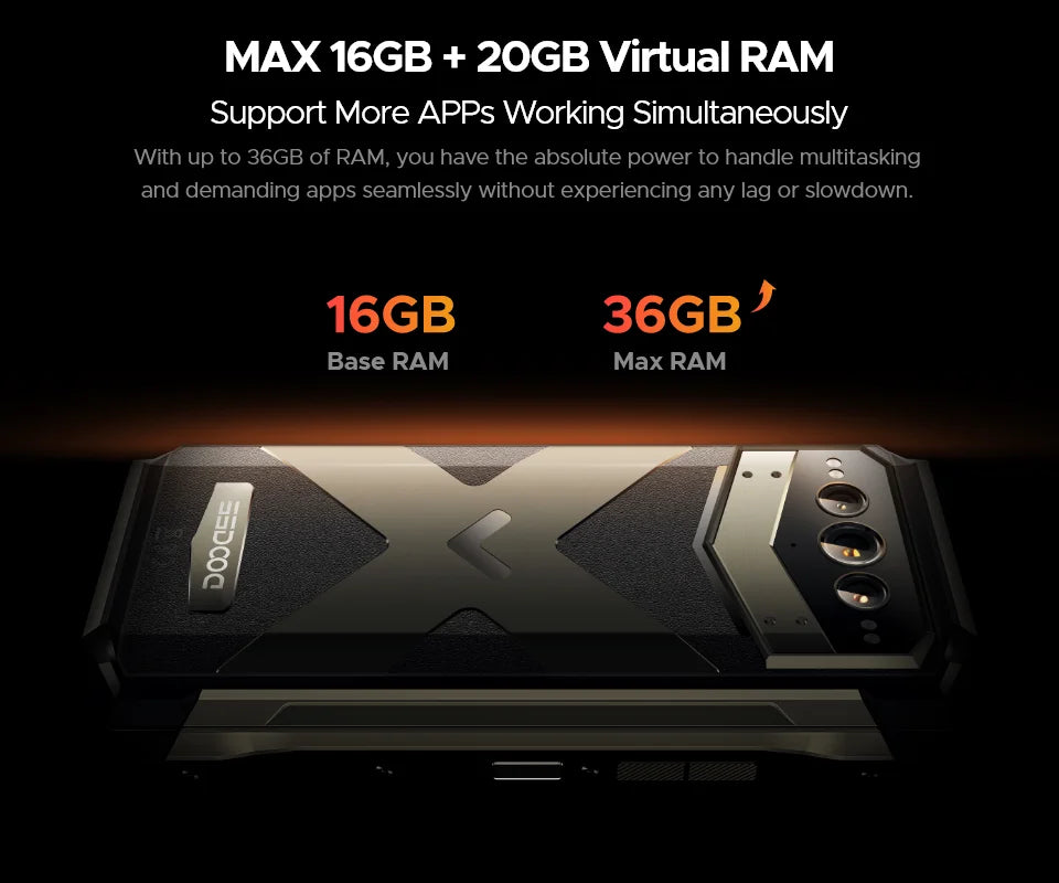 Estreia mundial doogee v max plus telefone robusto 22000mah 36gb (16 +20) 512gb 200mp câmera telefone 6.58 "120hz dimensão 7050 android14