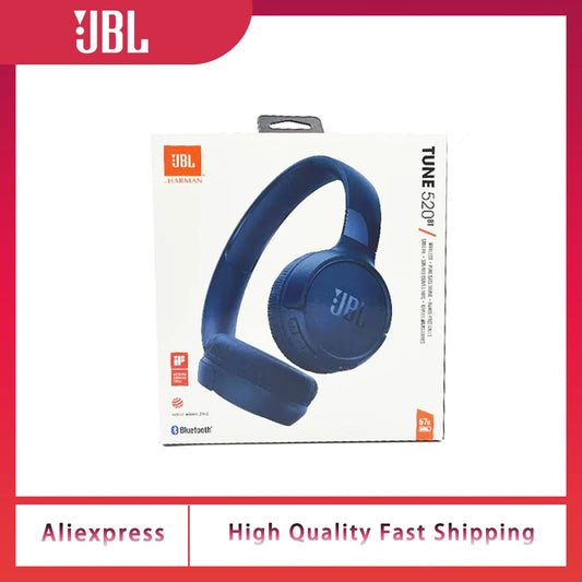 JBL 100% Original TUNE 520BT Fones de ouvido sem fio Bluetooth para meninos e meninas, fones de ouvido esportivos musicais com microfone