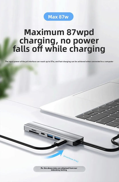 Usb 3.0 tipo-c hub para adaptador hdmi 4k 30hz sd tf cartão pd 87w divisor de carga rápida usb docking stations hub para macbook computar