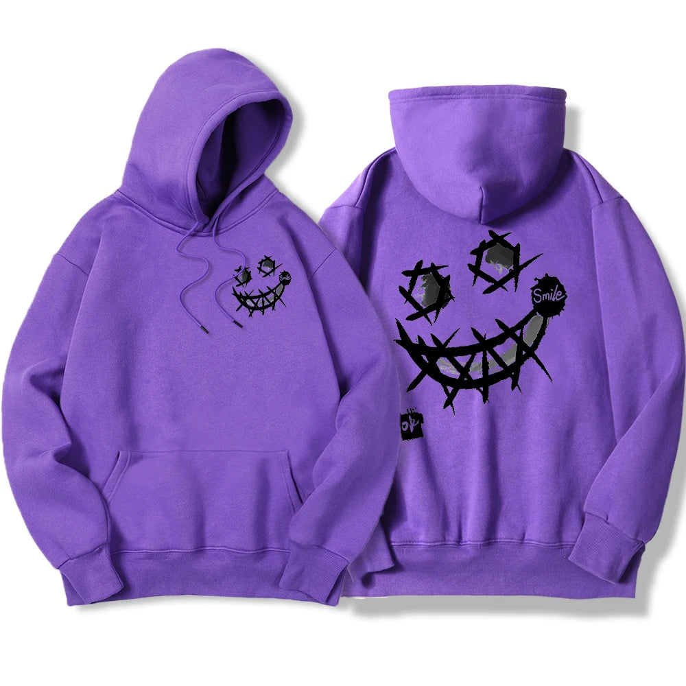 Por favor, sorriso, ok padrões interessantes moletom masculino harajuku moda com capuz quente casual hoodies outono oversize topos