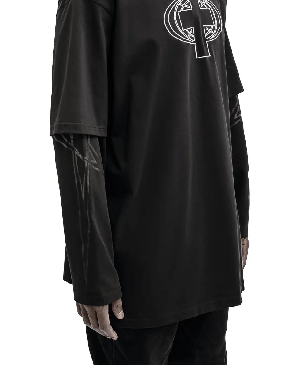 Camiseta gráfica estampada do Satan Club dos homens, roupas Hip Hop, tops de manga comprida, streetwear gótico, Harajuku, Y2K, Hip Hop, 2 peças