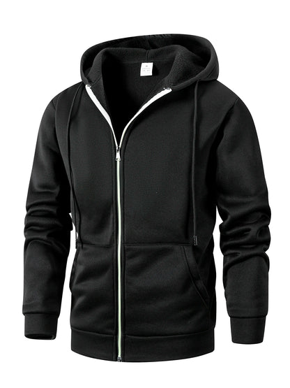 Outono casacos com capuz jaqueta para homens casual fecho de zíper moletom com capuz fino ajuste streetwear roupas esportivas masculinas