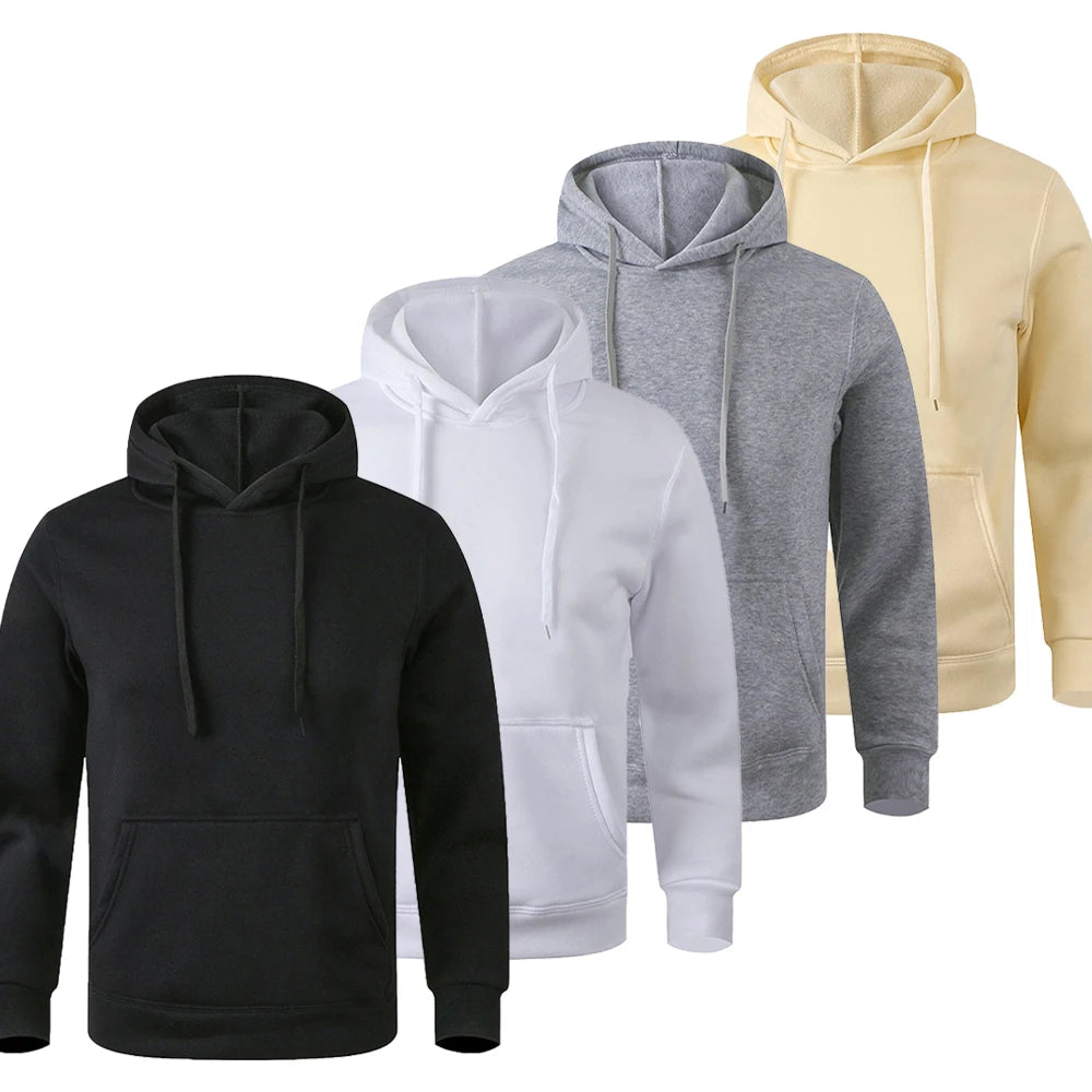 Moletons de manga comprida monocromáticos masculinos, moletons soltos, streetwear casual, pulôver masculino, sportwear de ginástica, tops com capuz, outono