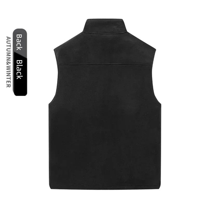 Colete de lã de tamanho grande para homens no outono e inverno engrossado com colete de lã com gola alta e pele de carneiro para aquecer