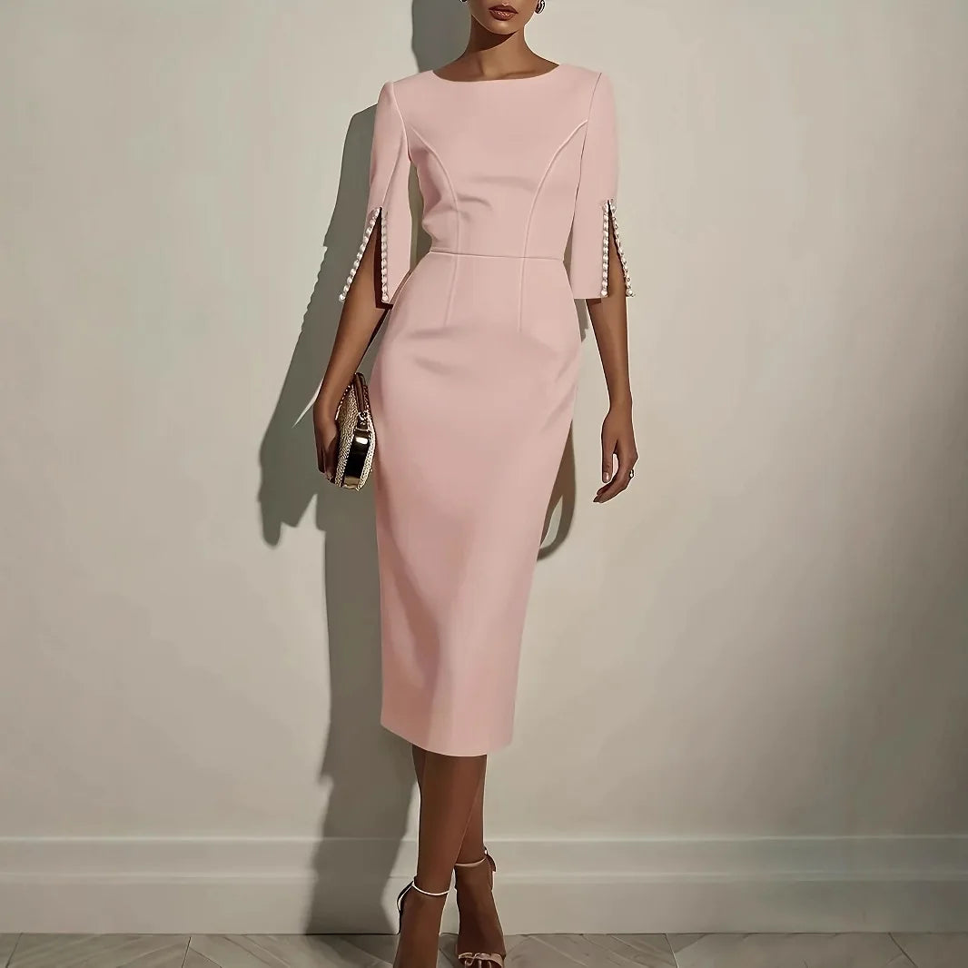 2025 vestido para mulheres moda confortável escritório cor sólida commuter grânulo fino e elegante vestido de festa à noite