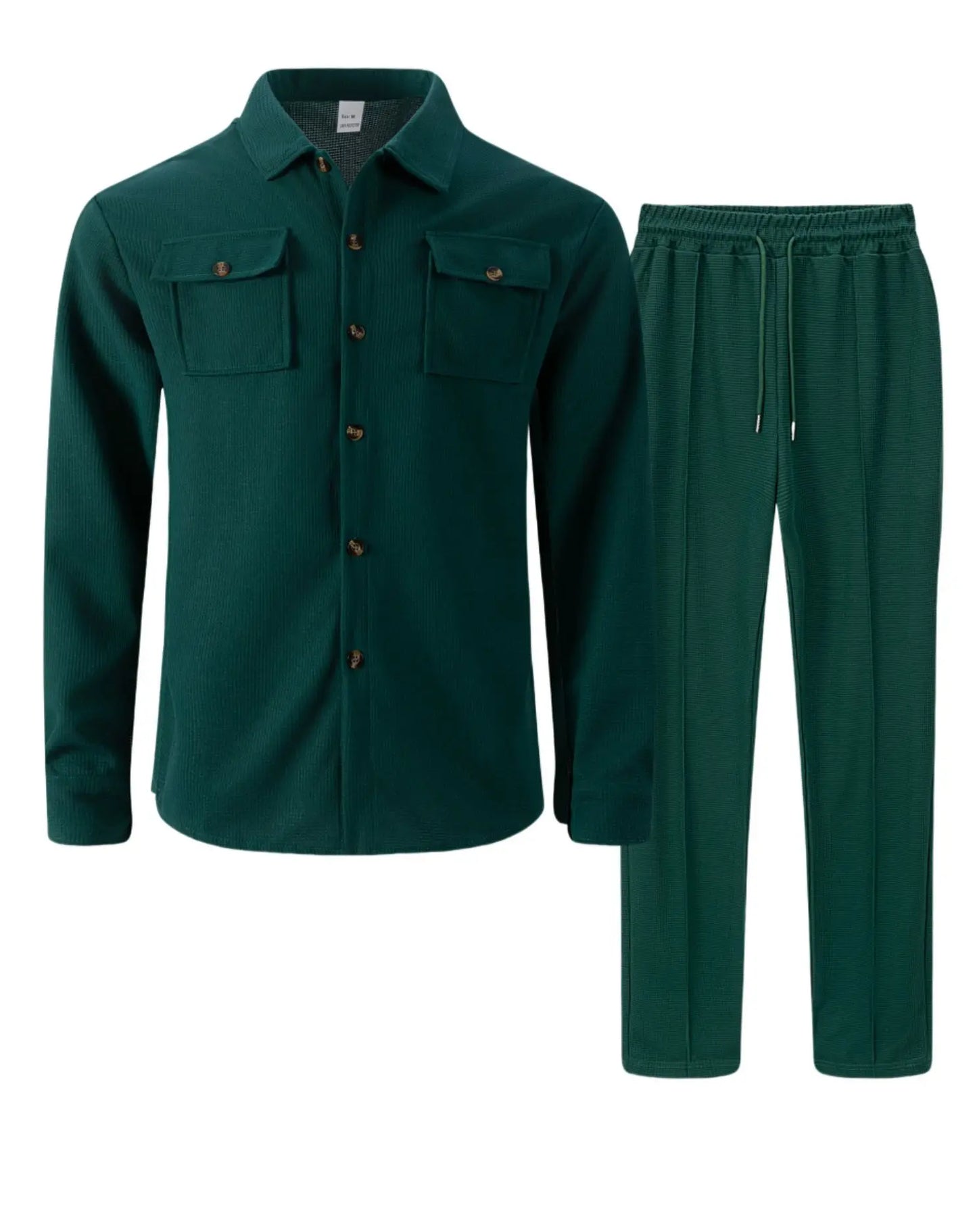 Jaqueta masculina de trabalho com verificação de waffle, jaqueta elegante com botão de lapela e calças compridas, confortável, respirável, casual, roupa de negócios, 1/2 peças