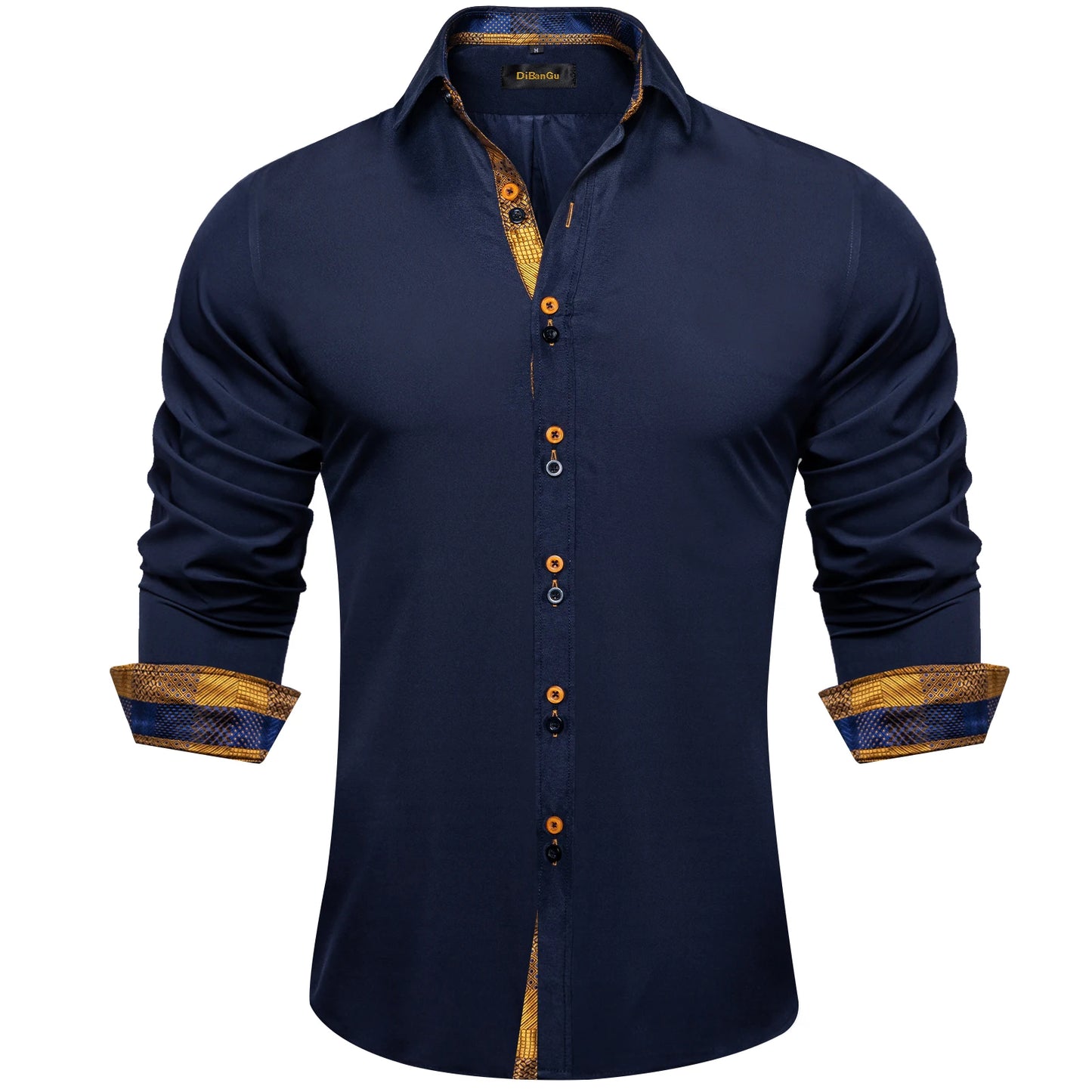 DiBanGu Camisa Masculina de Manga Longa Preto Sólido Vermelho Paisley Cor Contraste Moda Vestido Camisa para Homens Gola Botão para baixo Roupas Masculinas