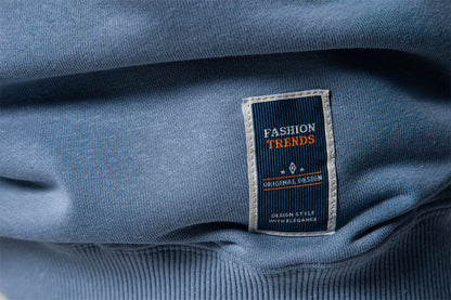 AIOPESON Moletom masculino de mistura de algodão com gola redonda e cor sólida pulôver esportivo casual para homens