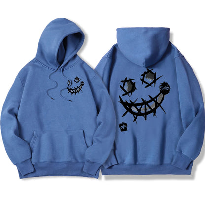 Por favor, sorriso, ok padrões interessantes moletom masculino harajuku moda com capuz quente casual hoodies outono oversize topos